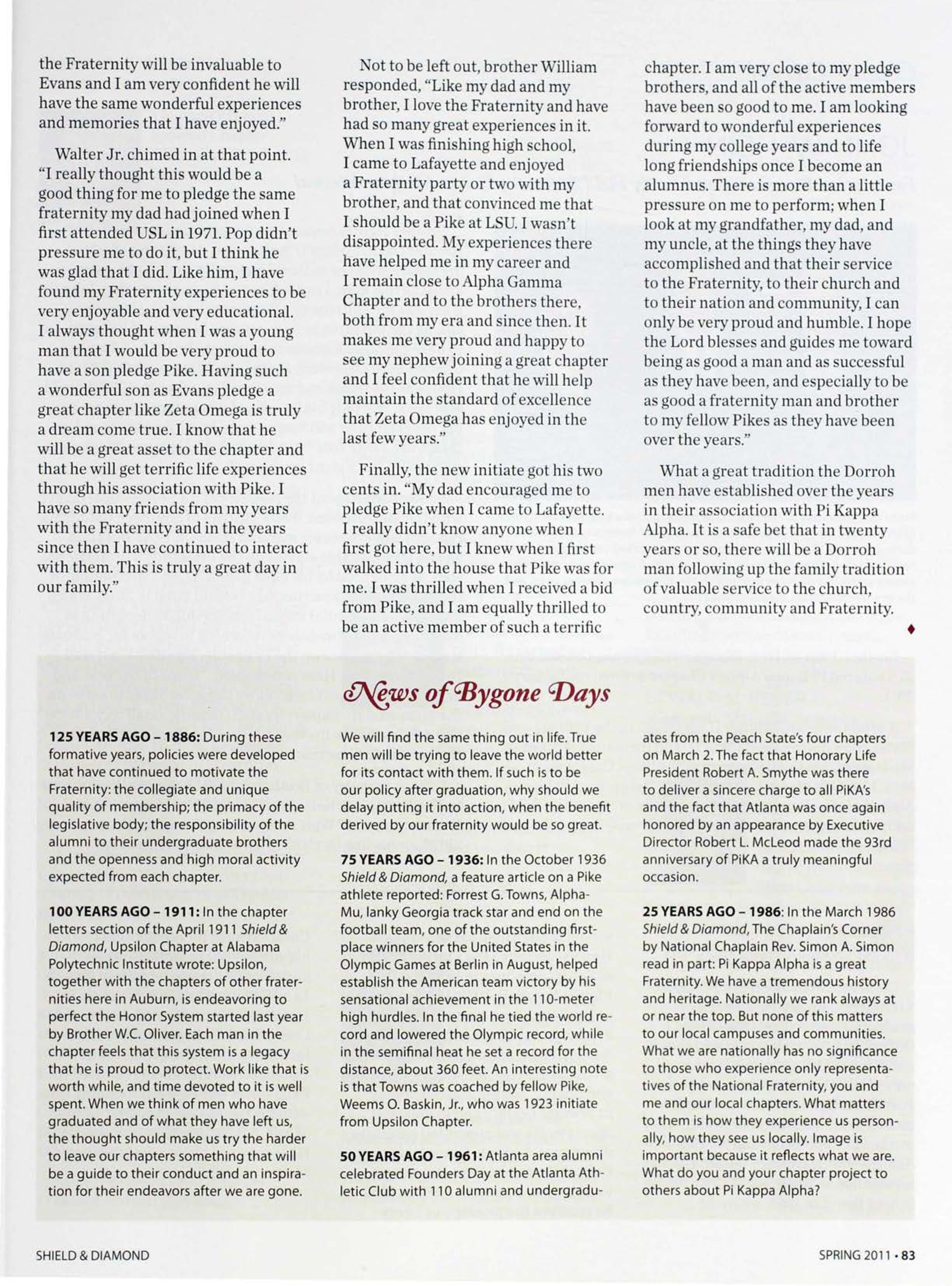 News of Bygone Days, Spring 2011